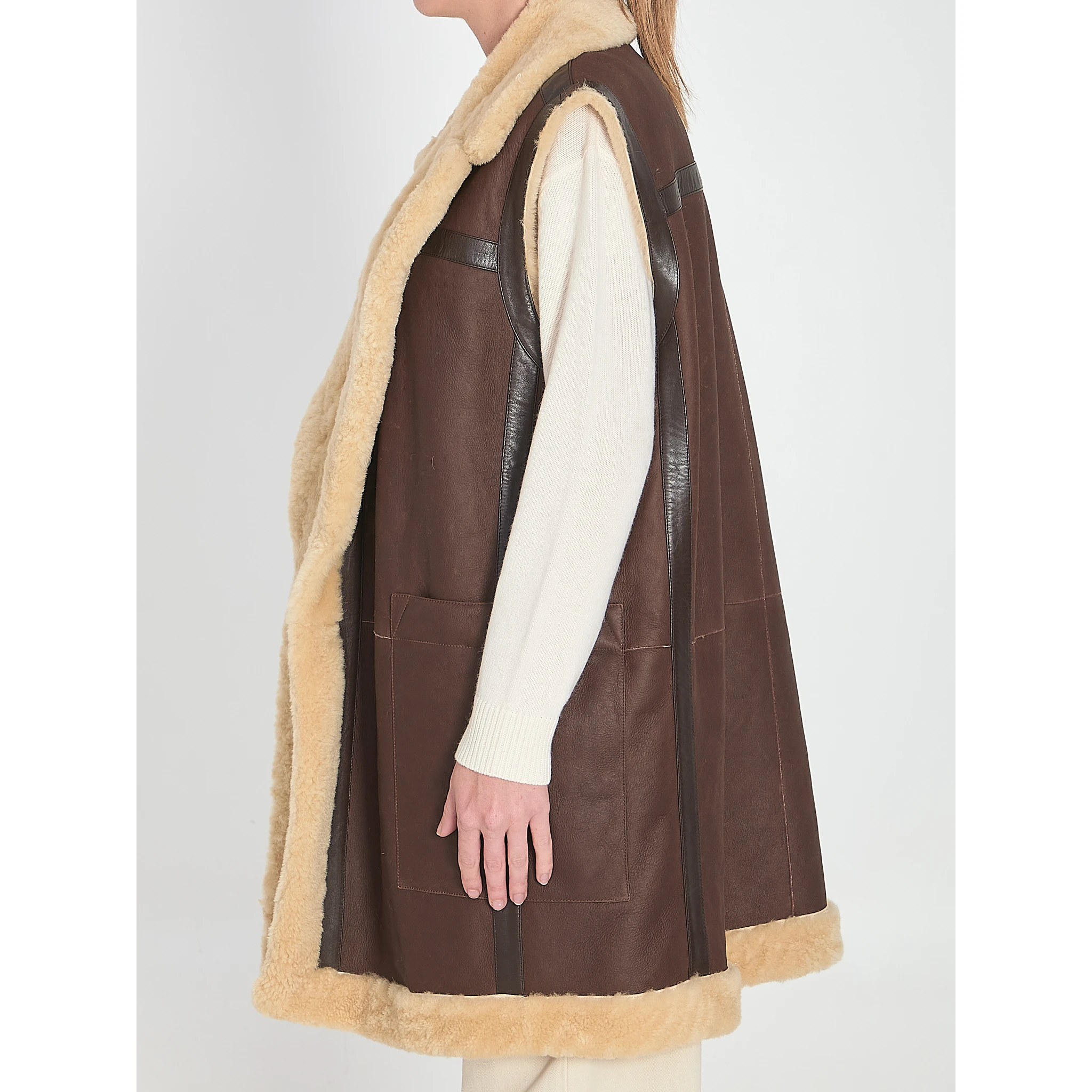 Shearling long vest