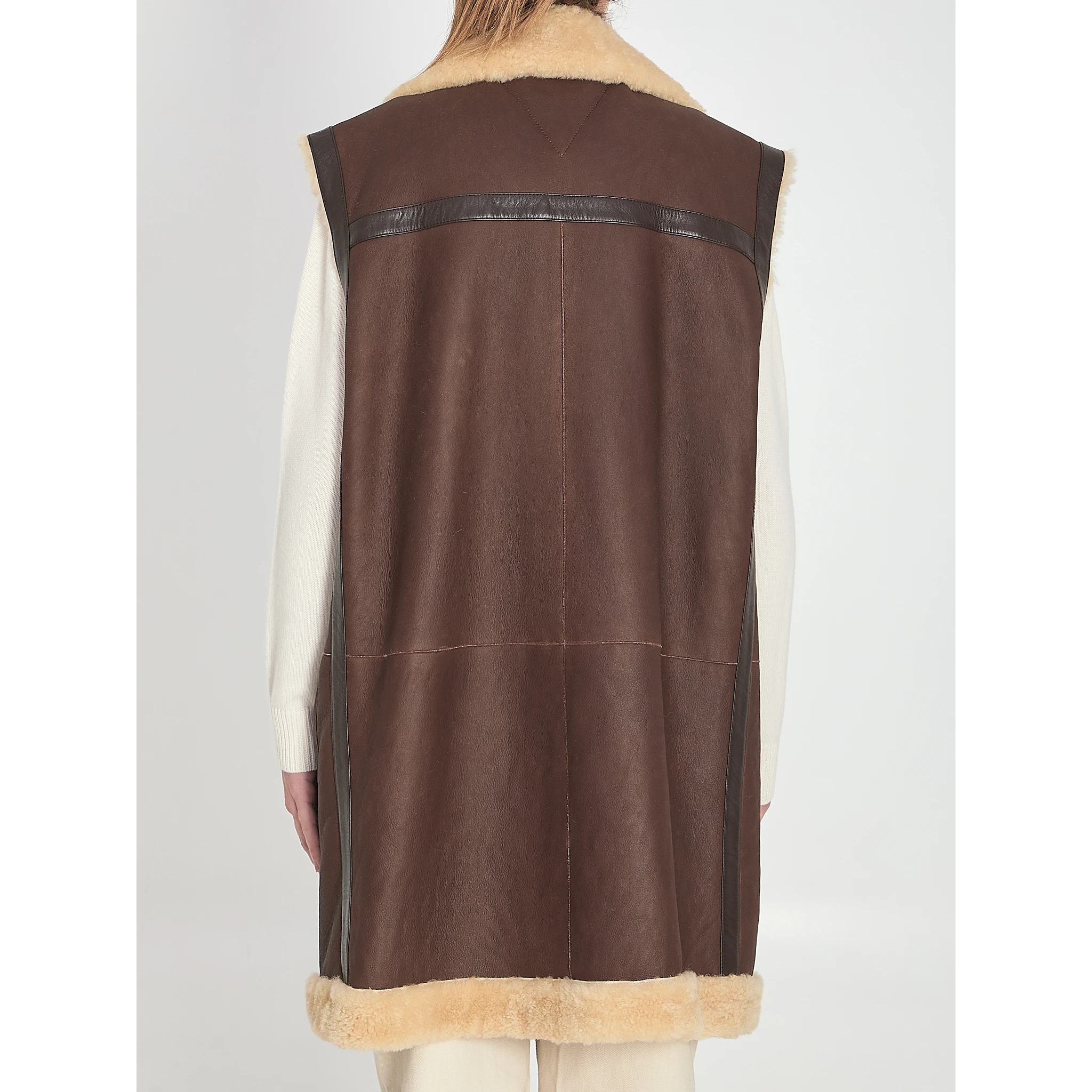 Shearling long vest