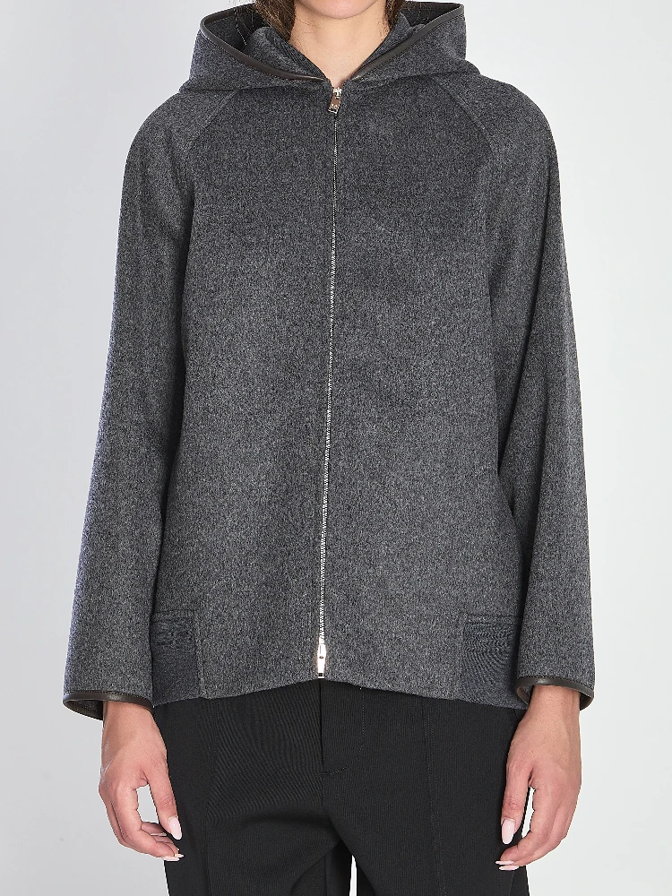 Double face wool hood blouson