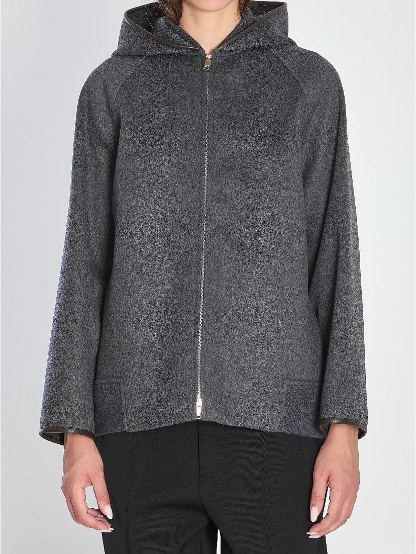 Double face wool hood blouson