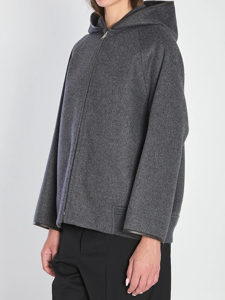 Double face wool hood blouson alternative