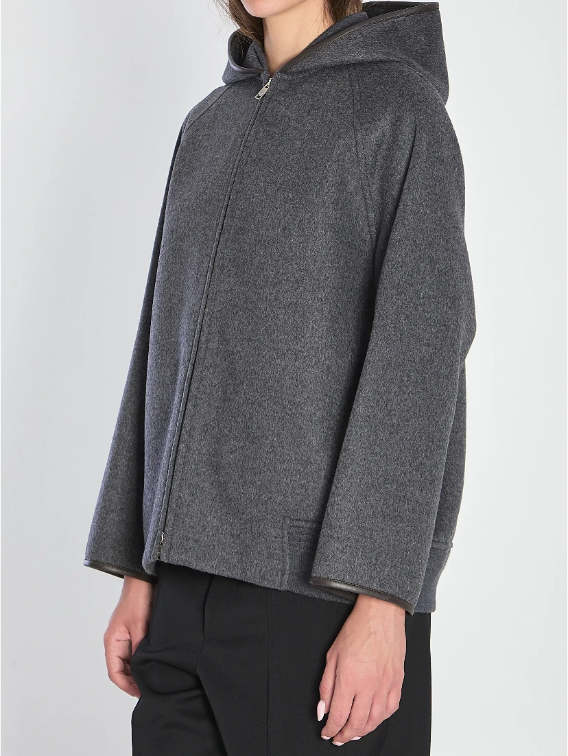 Double face wool hood blouson