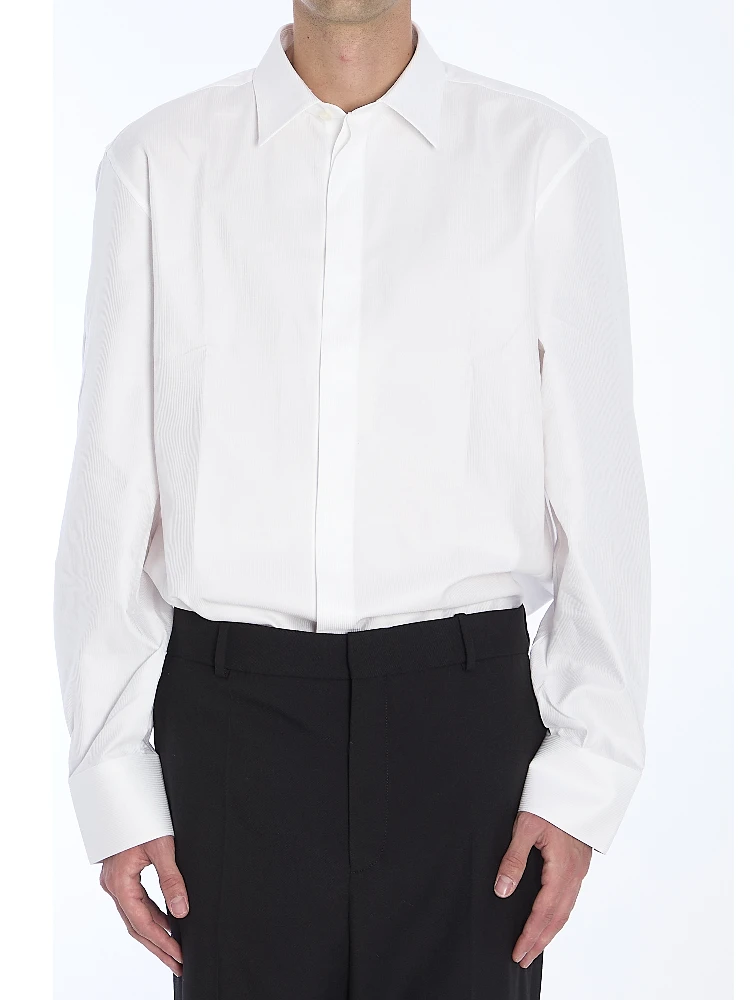 Shirt in striped cotton poplin