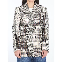Double-breasted check blazer