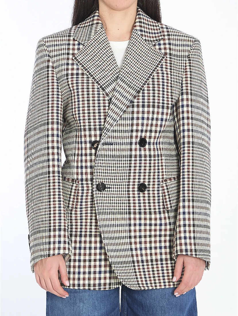 Double-breasted check blazer
