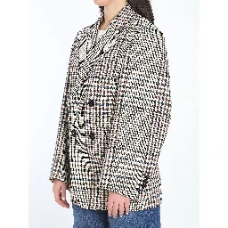 Double-breasted check blazer