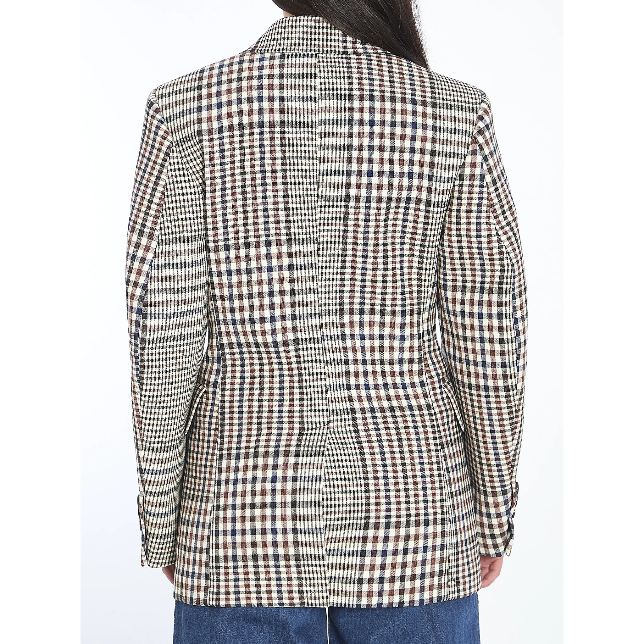 Double-breasted check blazer
