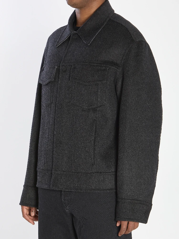 Trucker jacket in wool alternative