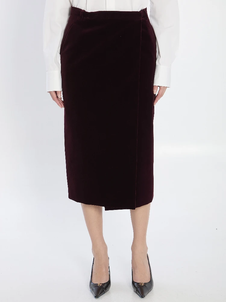 Wrap skirt in velvet