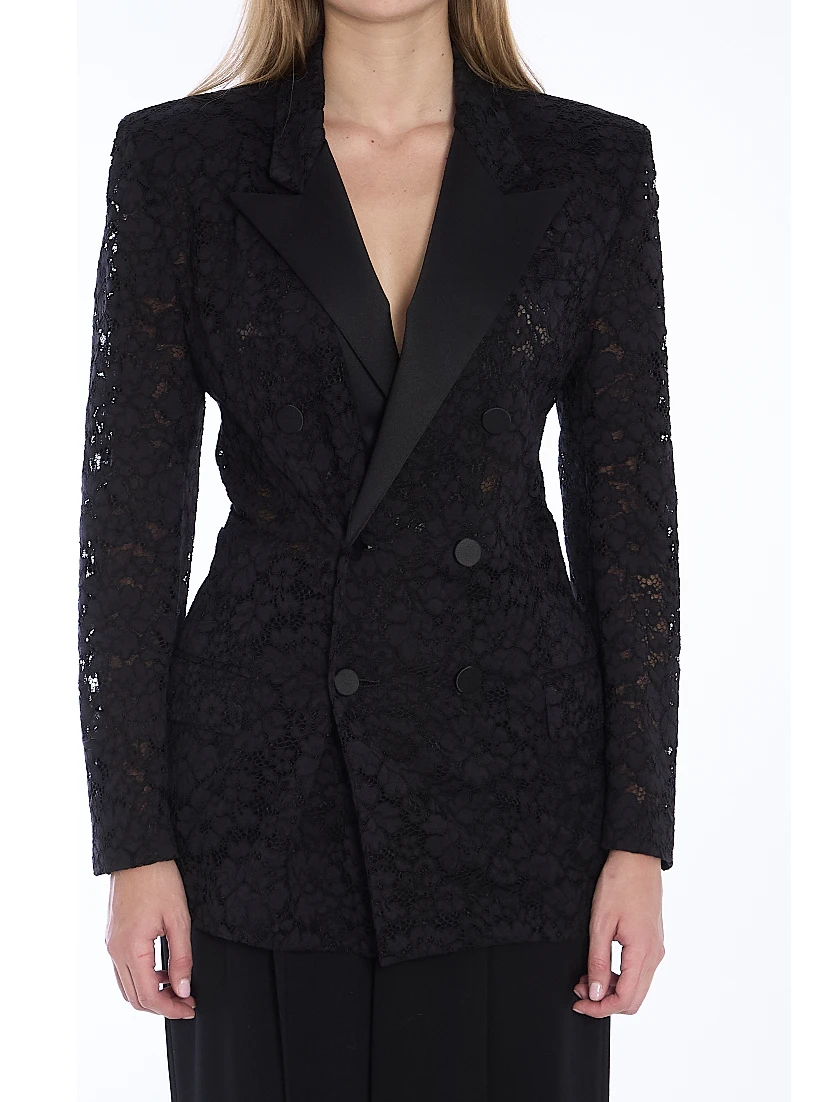 Tuxedo jacket in guipure