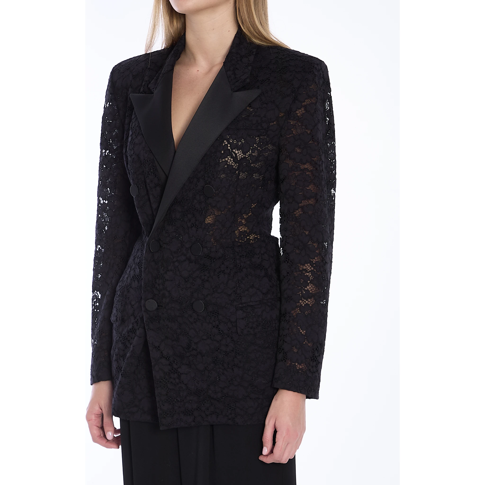 Tuxedo jacket in guipure