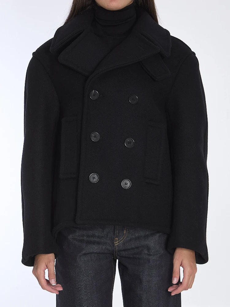 Oversize pea coat in wool
