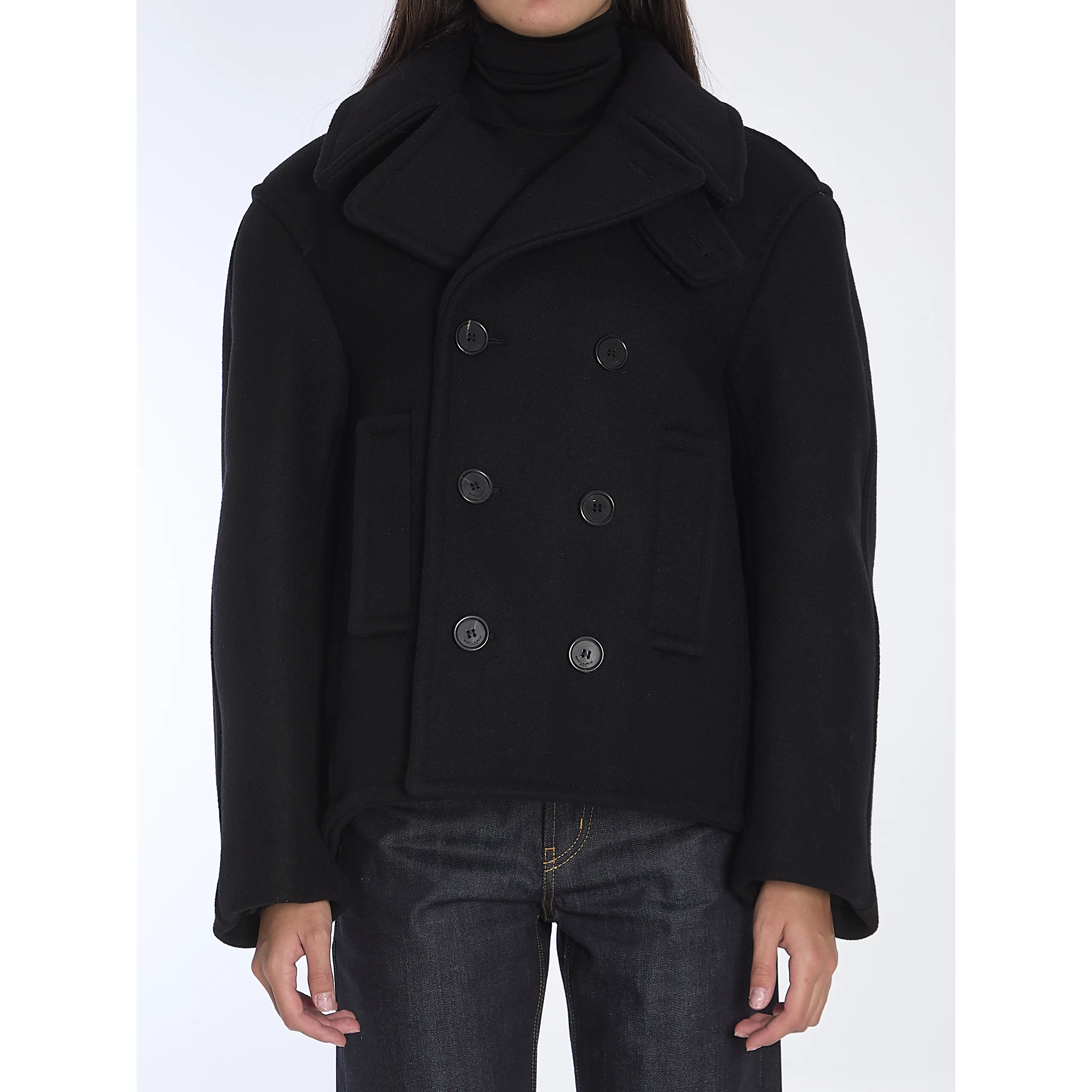 Oversize pea coat in wool