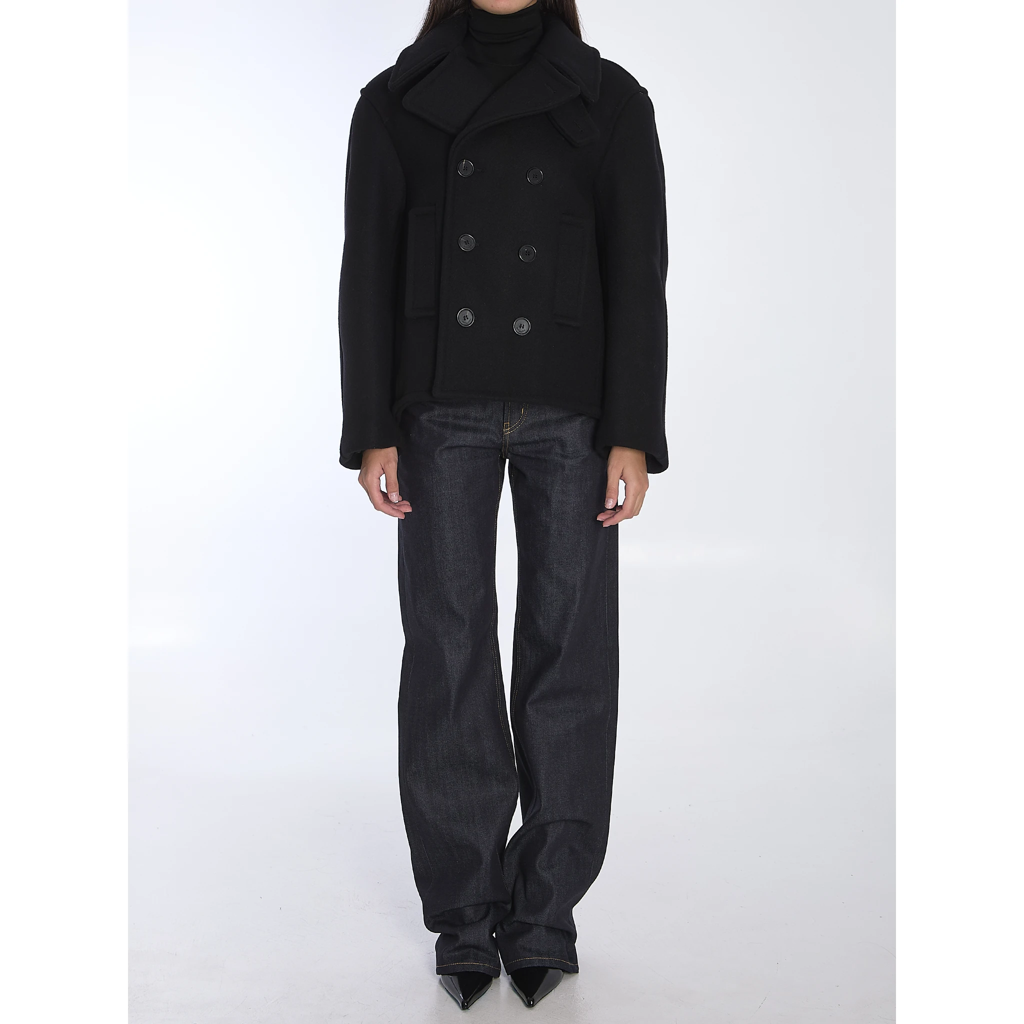 Oversize pea coat in wool