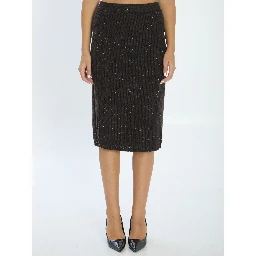 Wool skirt with English rib knit