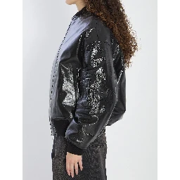 Leather bomber jacket