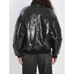 Leather bomber jacket