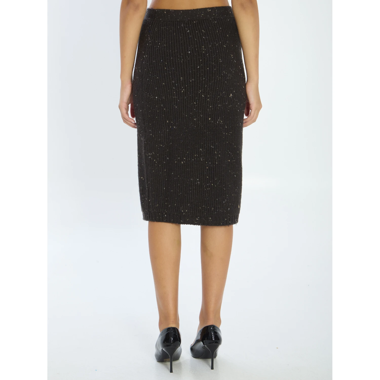 Wool skirt with English rib knit