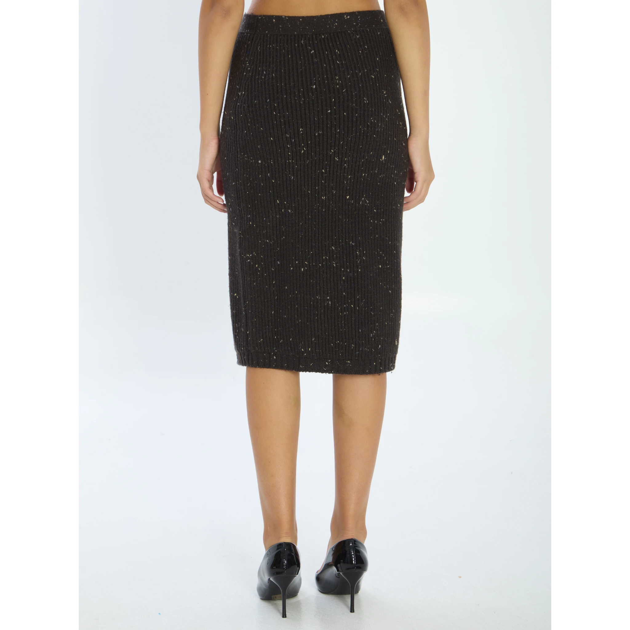 Wool skirt with English rib knit