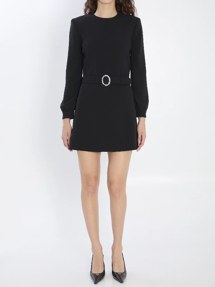Mini dress with neckline in sablé