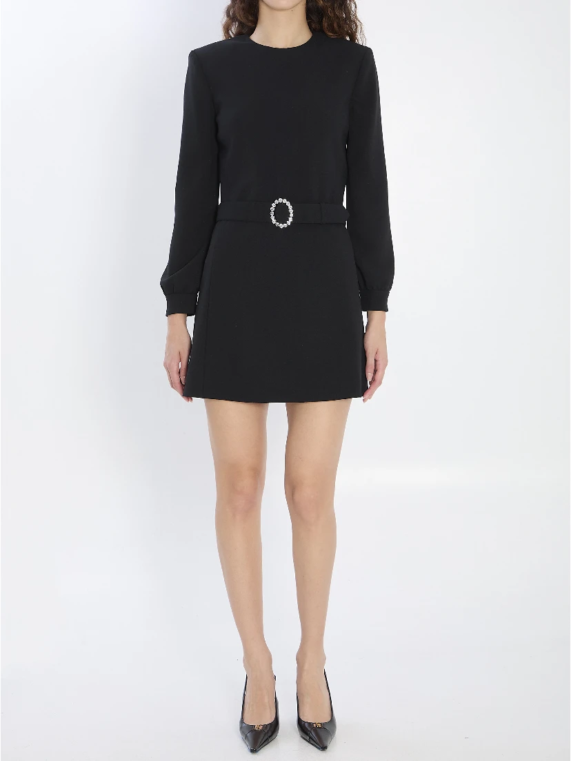 Mini dress with neckline in sablé