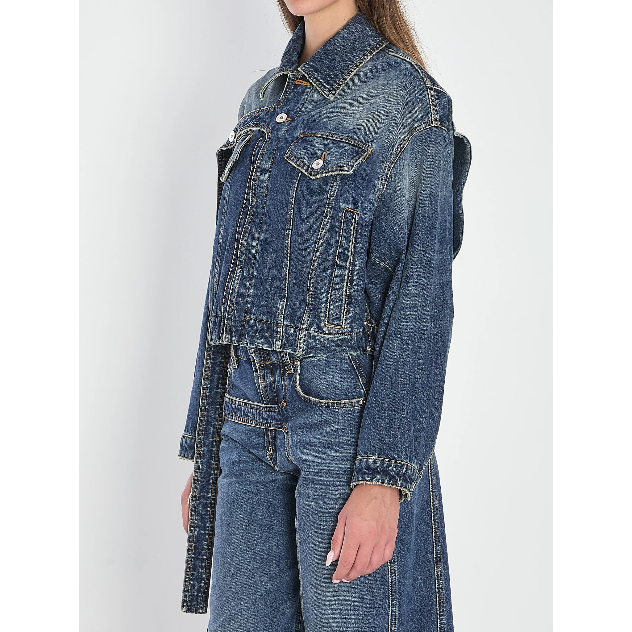 Strap jacket in denim
