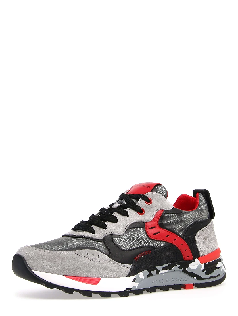 Man Sneakers Light Black Leather, Nylon