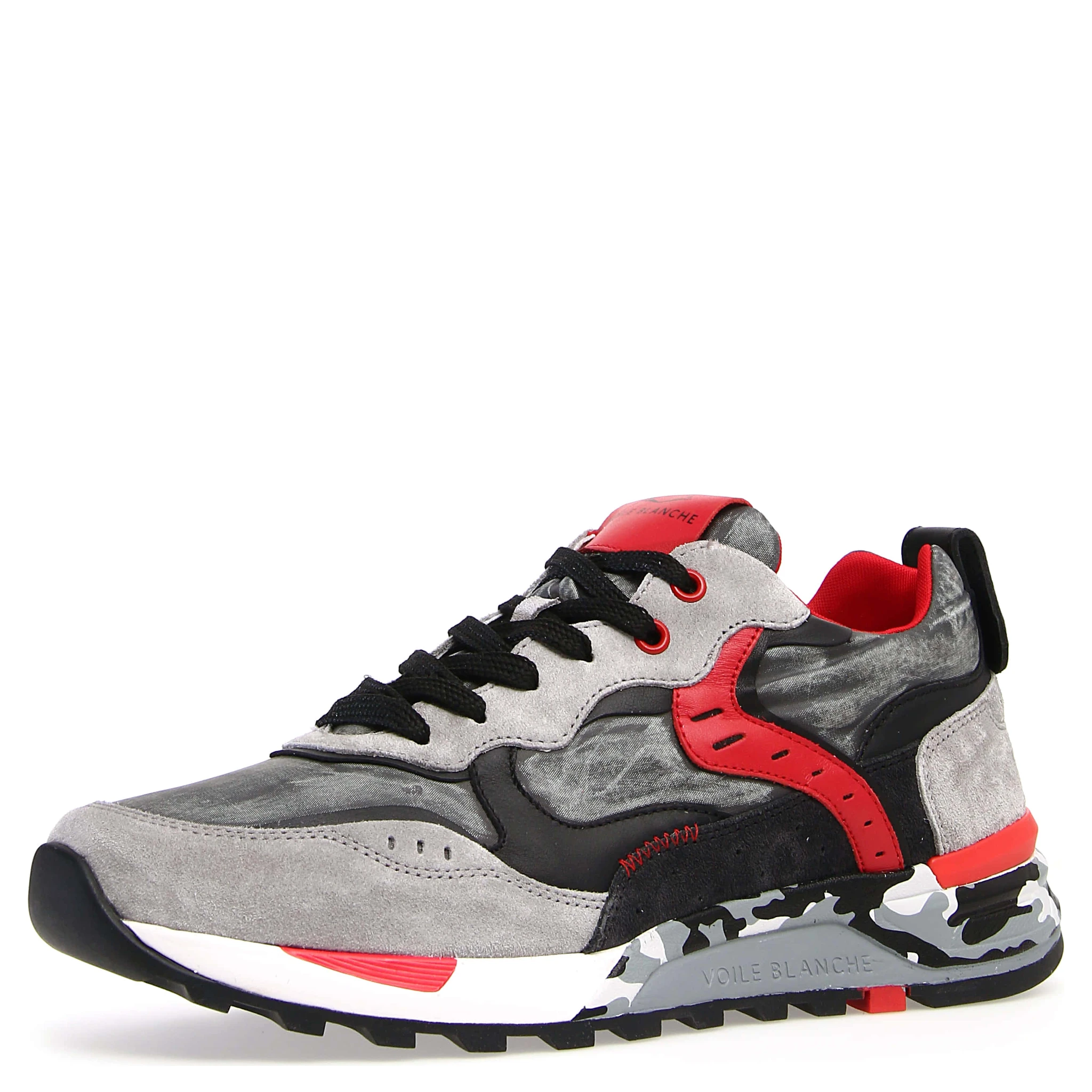 Man Sneakers Light Black Leather, Nylon