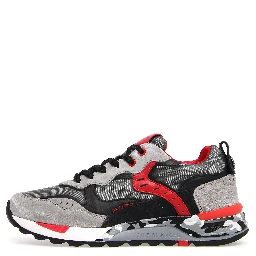 Man Sneakers Light Black Leather, Nylon