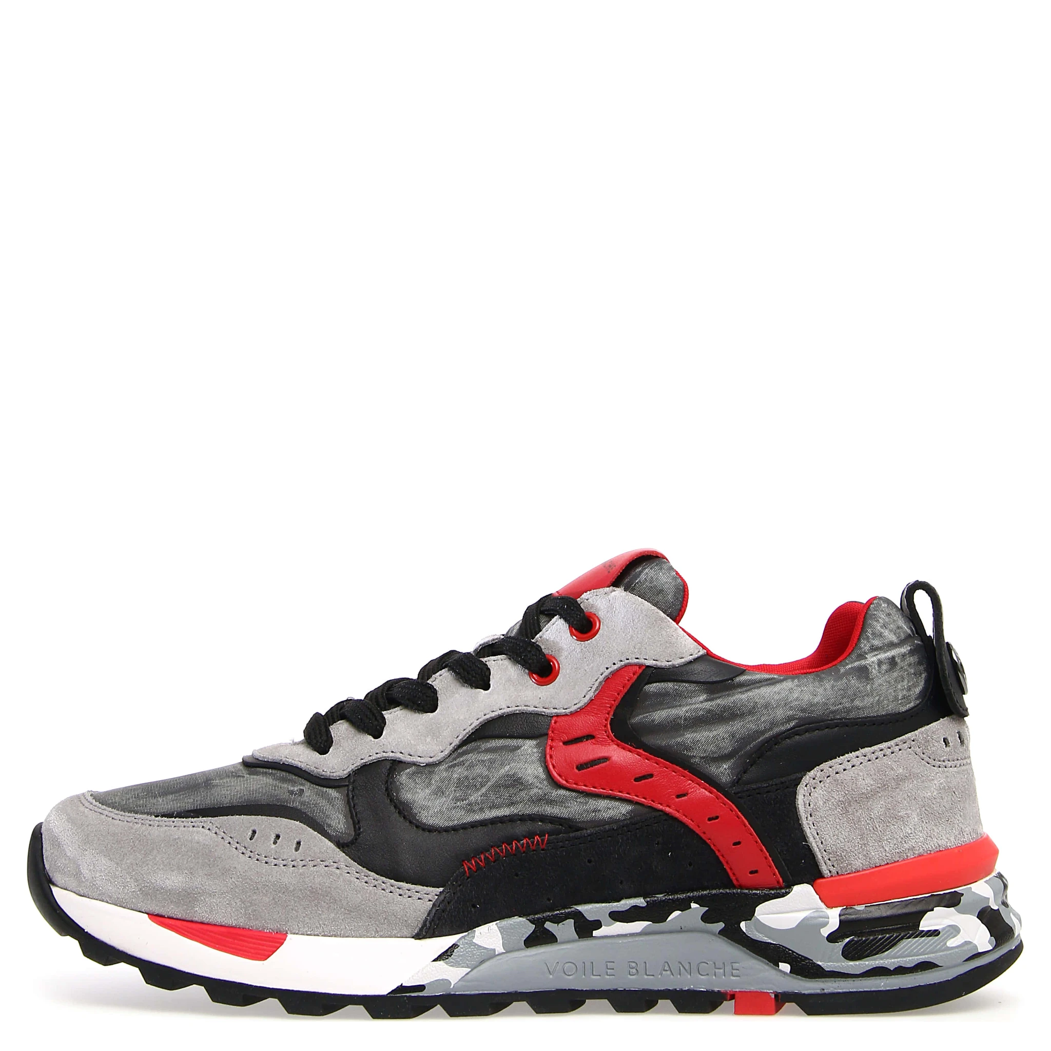 Man Sneakers Light Black Leather, Nylon