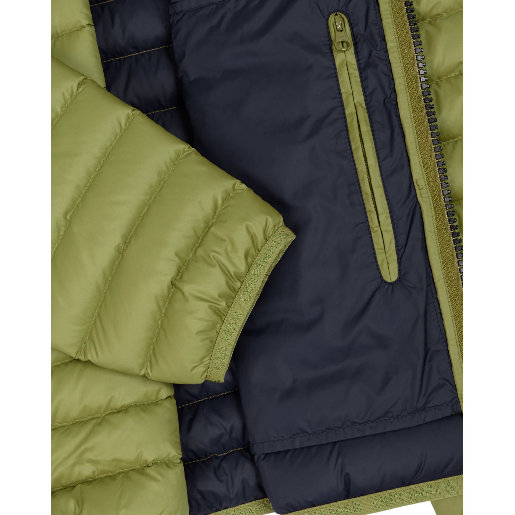 hooded horizontal-quilted down jacket