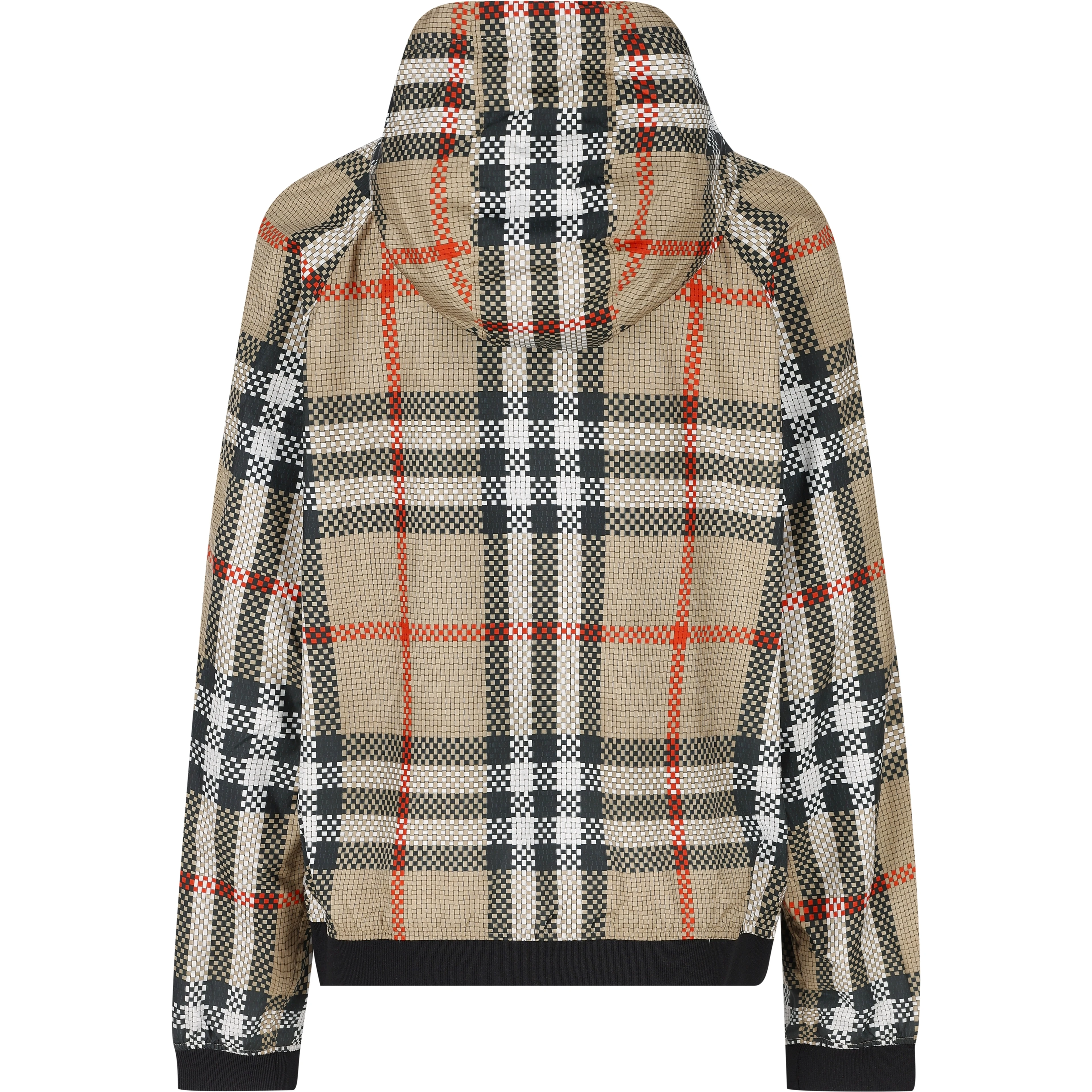 check-pattern zip-up hooded jacket