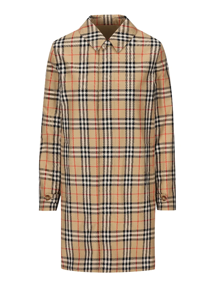 Reversible check-print coat