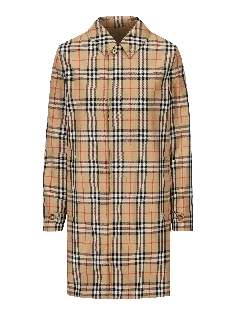 Reversible check-print coat