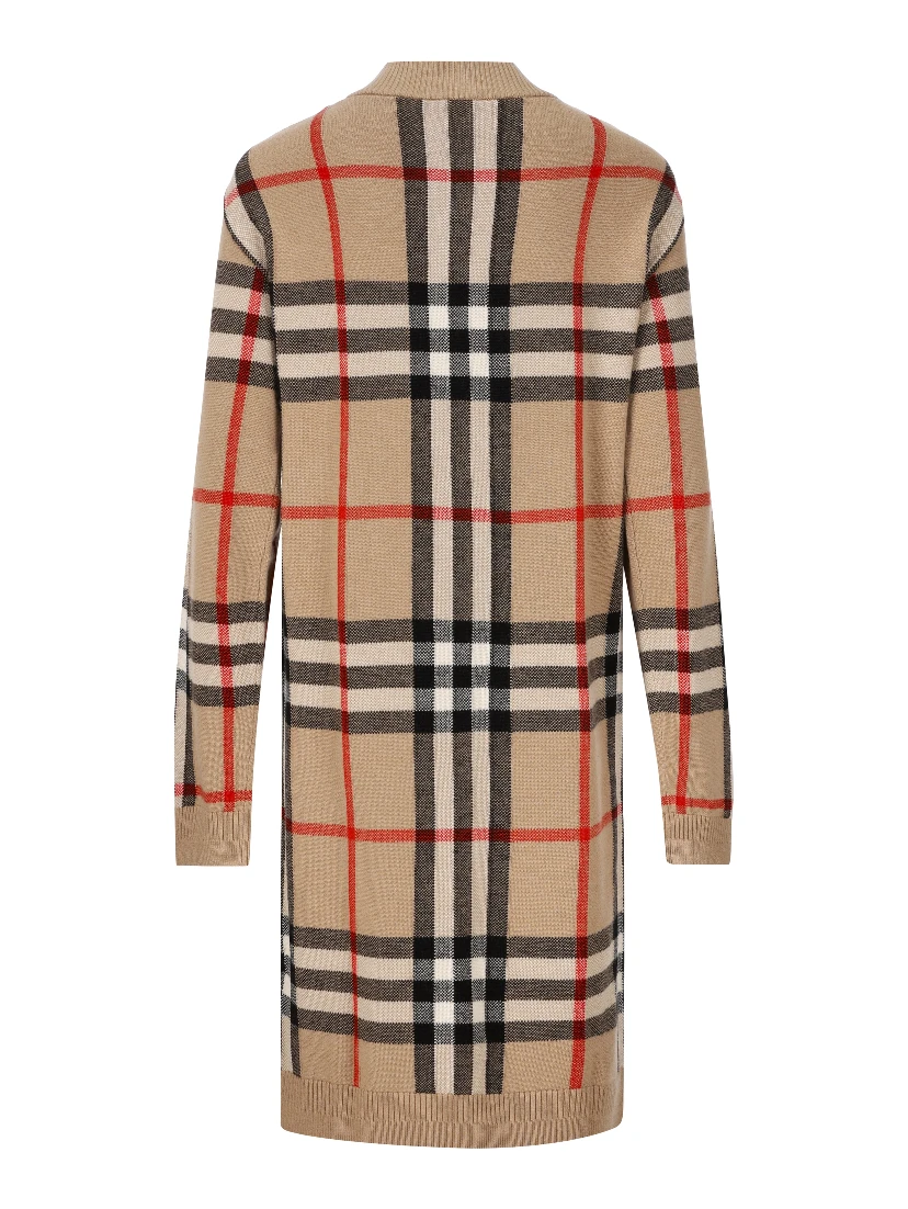 Check V-neck wool-blend dress