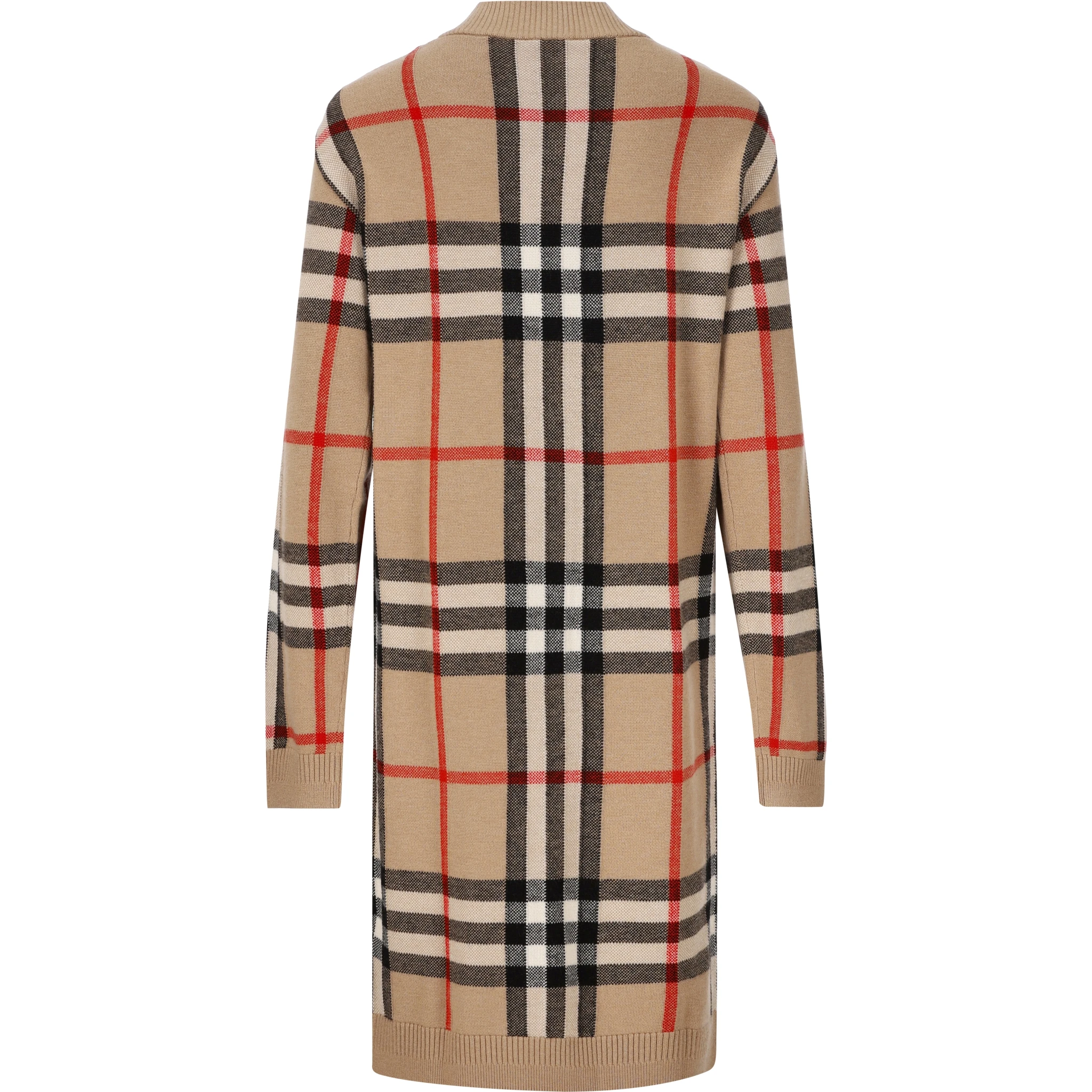 Check V-neck wool-blend dress