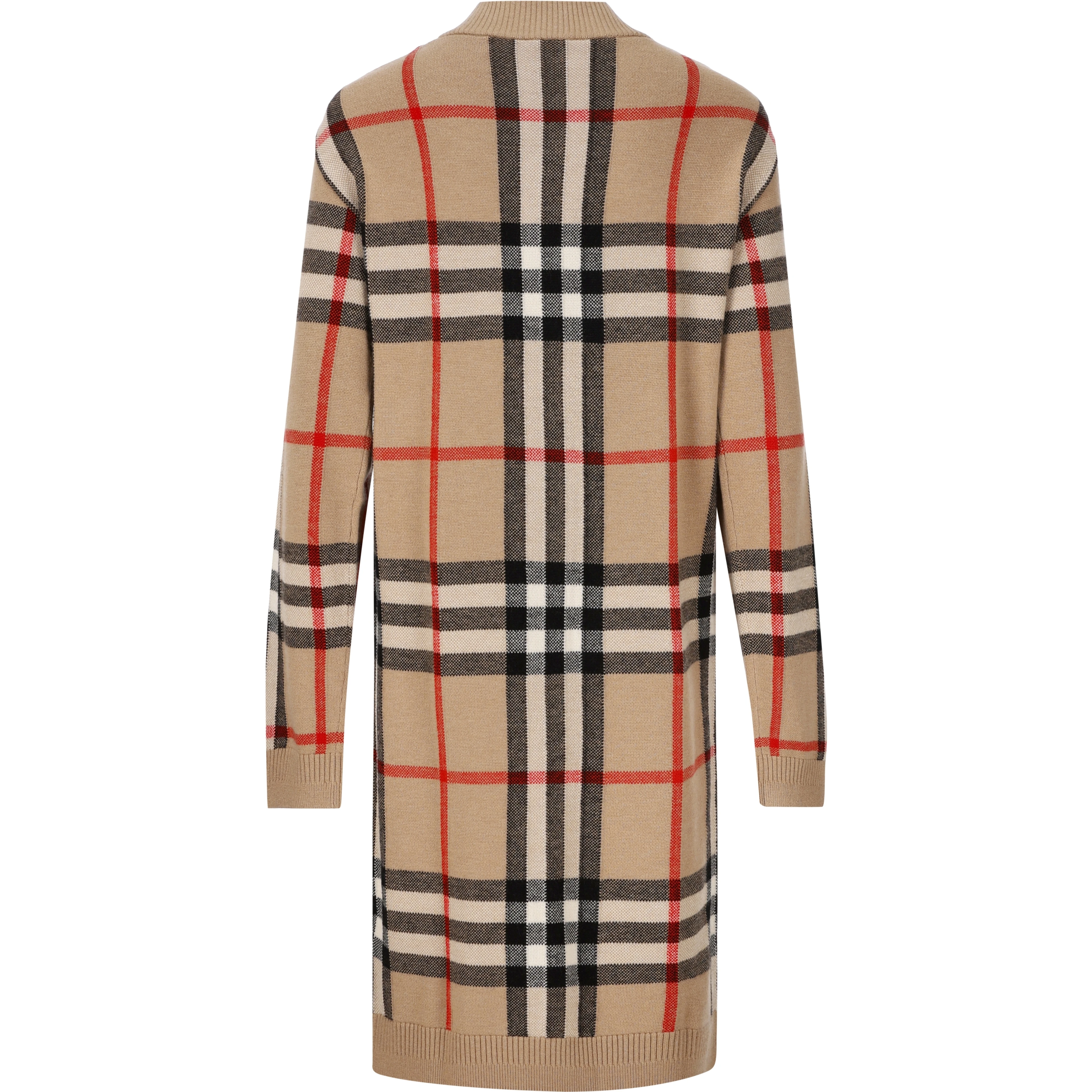 Check V-neck wool-blend dress