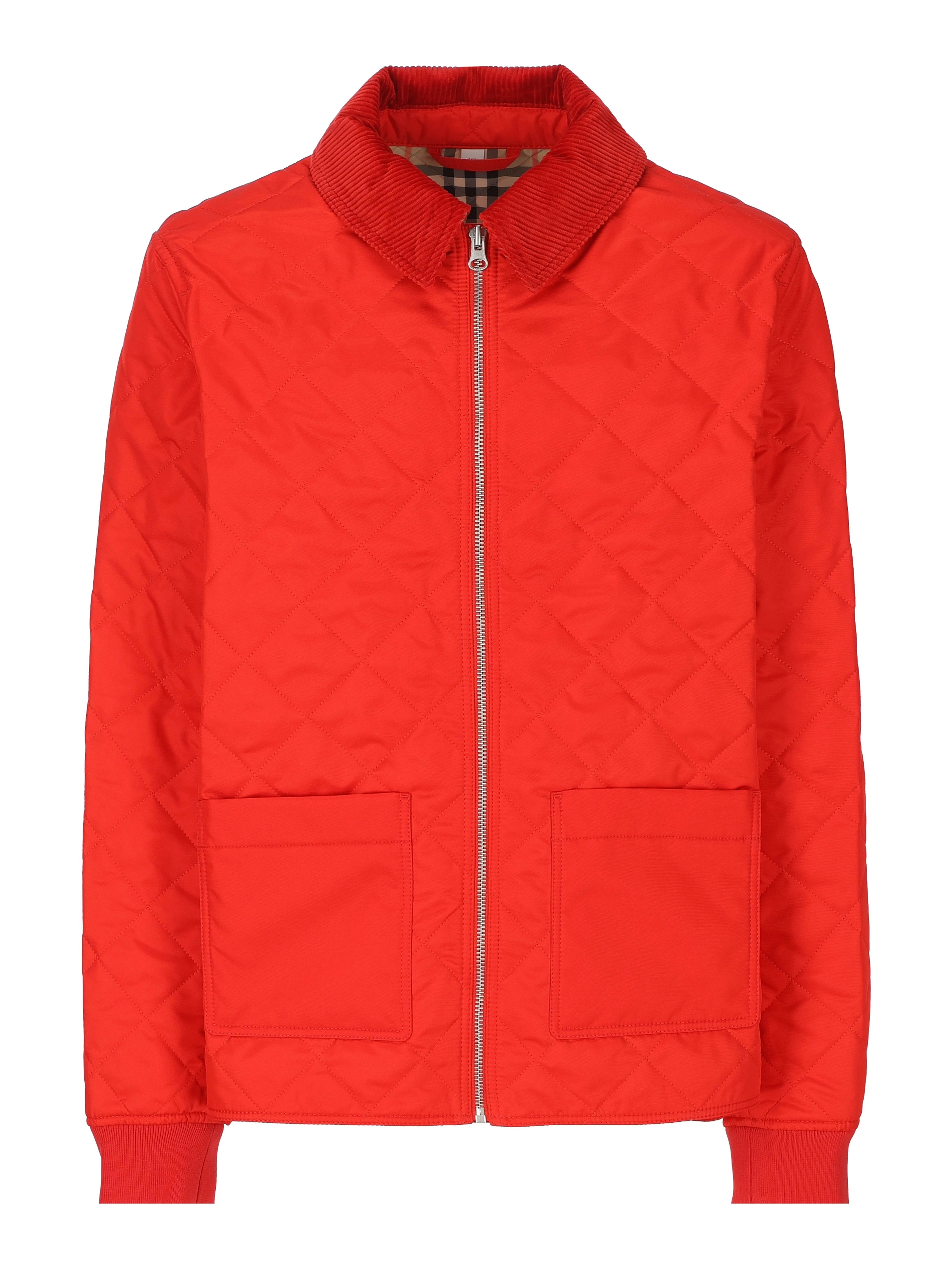 Corduroy-collar quilted jacket