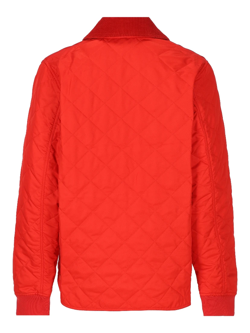 Corduroy-collar quilted jacket