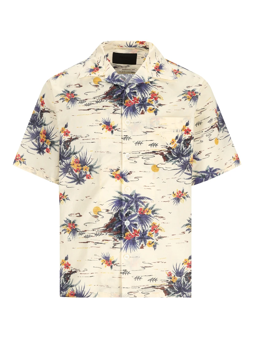 Hawaii print bowling shirt