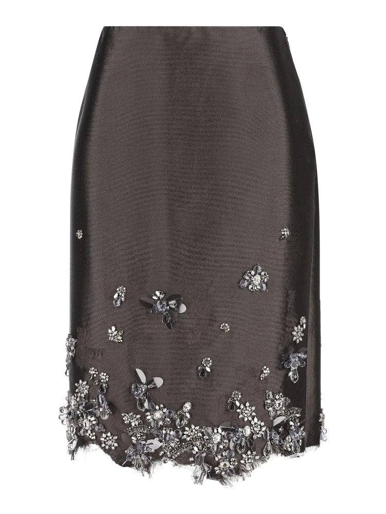 Embroidered midi skirt