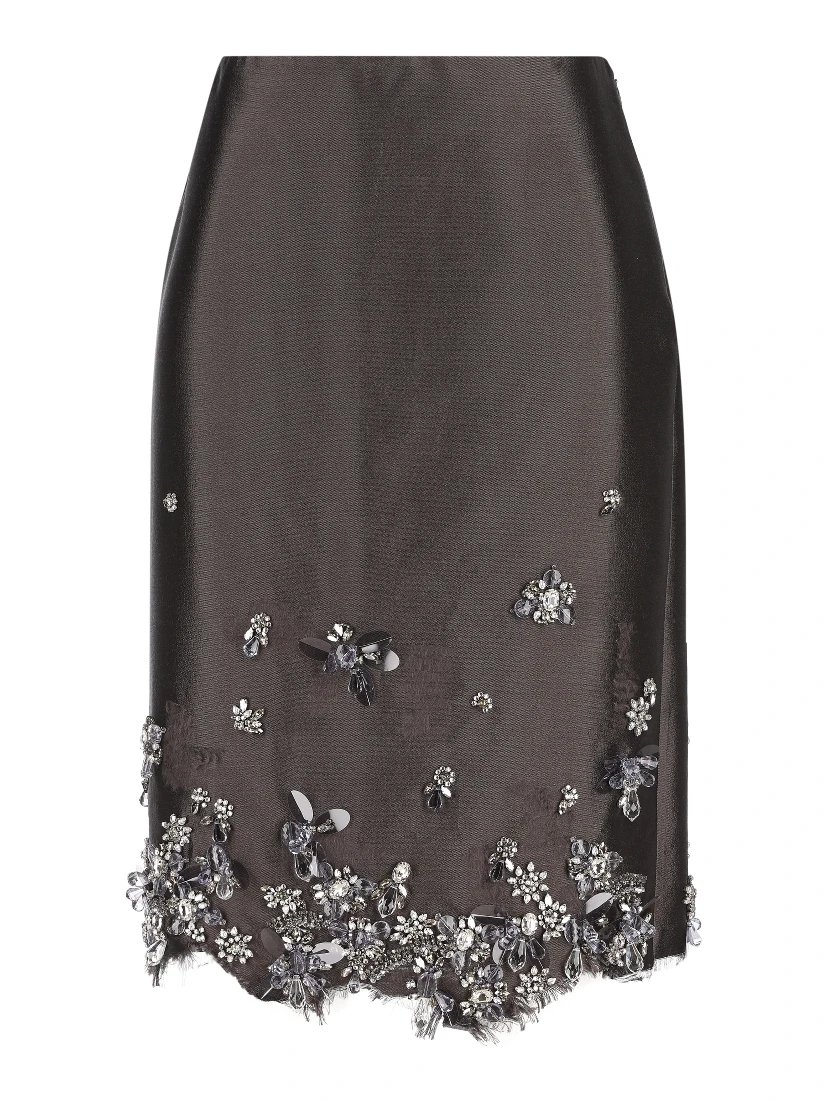 Embroidered midi skirt