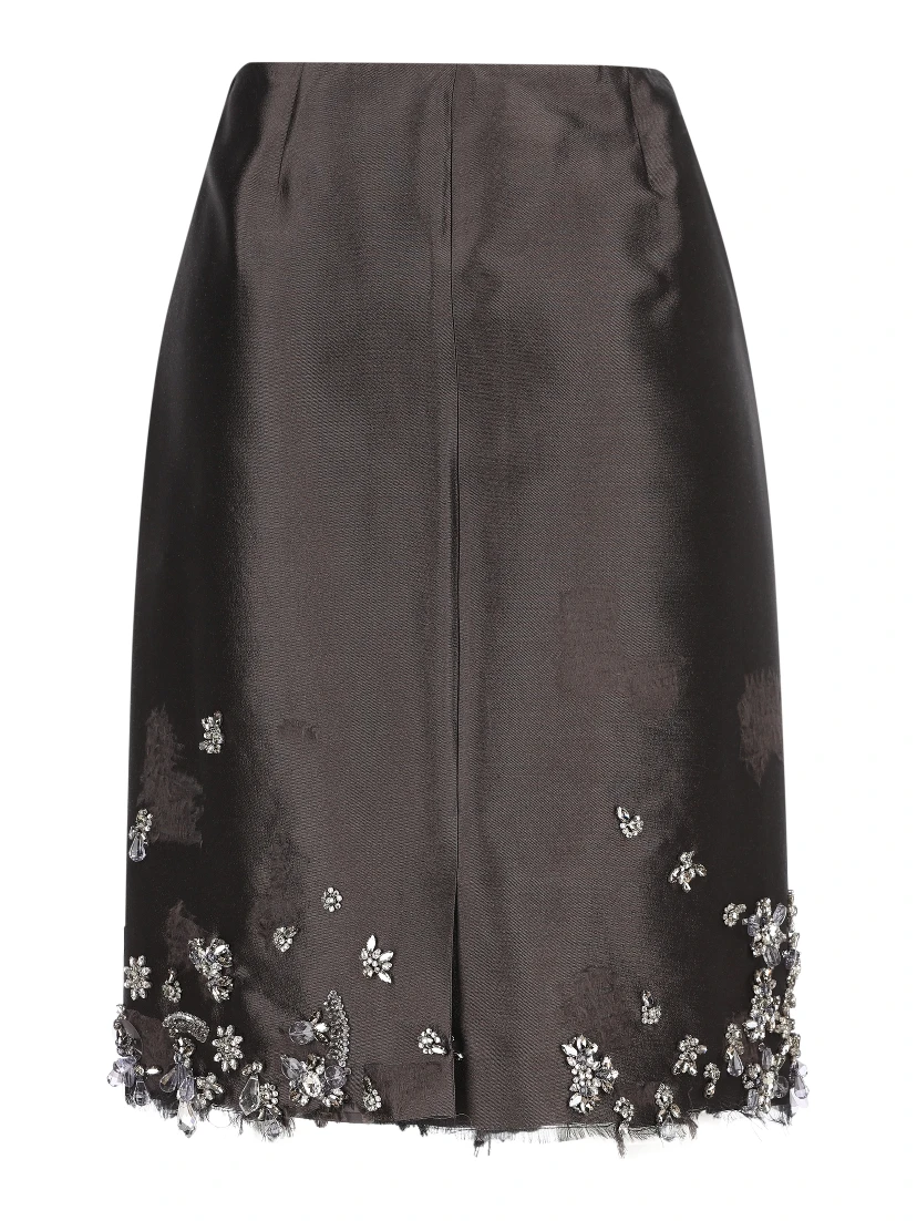 Embroidered midi skirt