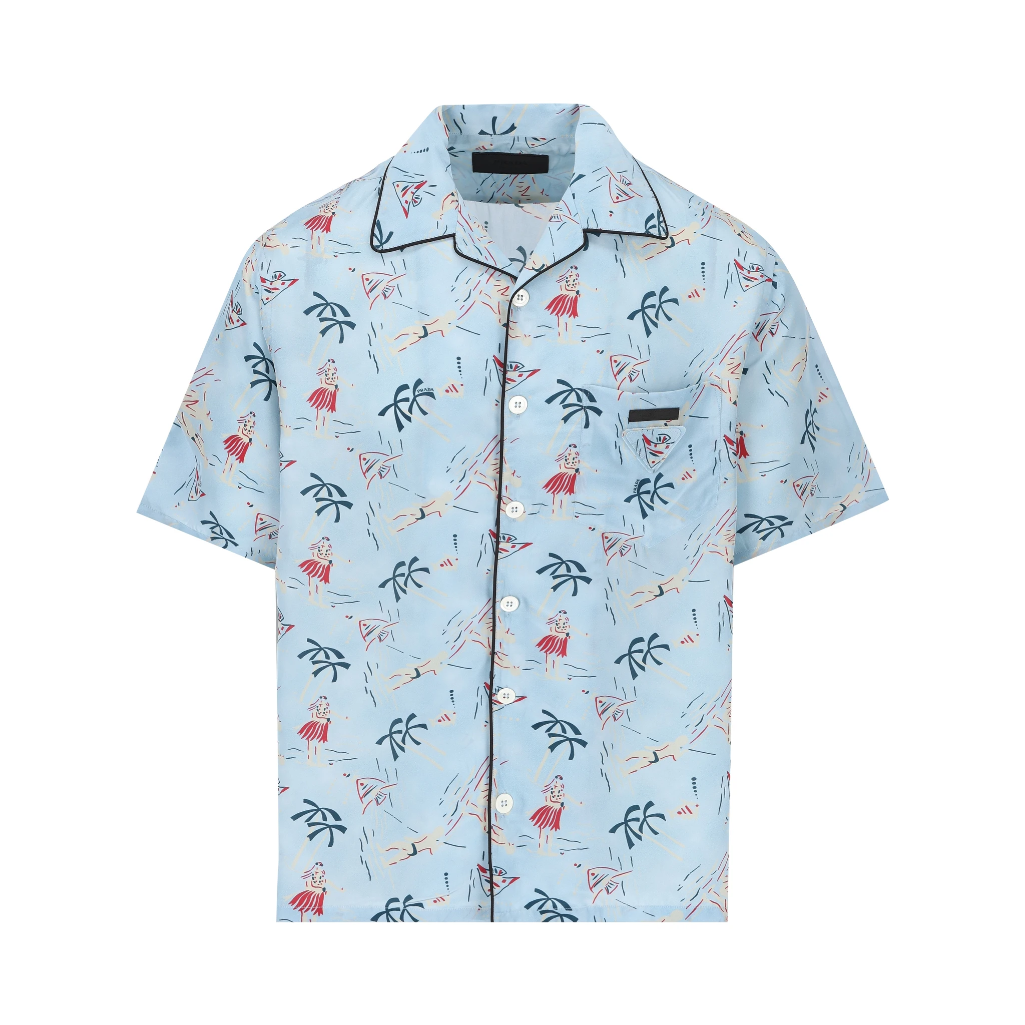 Graphic-print bowling shirt