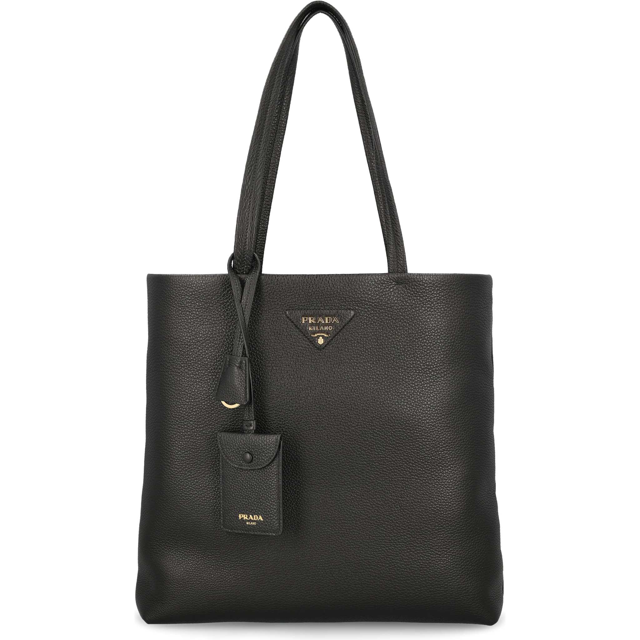 Large black leather shopping bag
