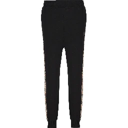 Kids' Jackson Check Trim Cotton Jogging Pants In Black