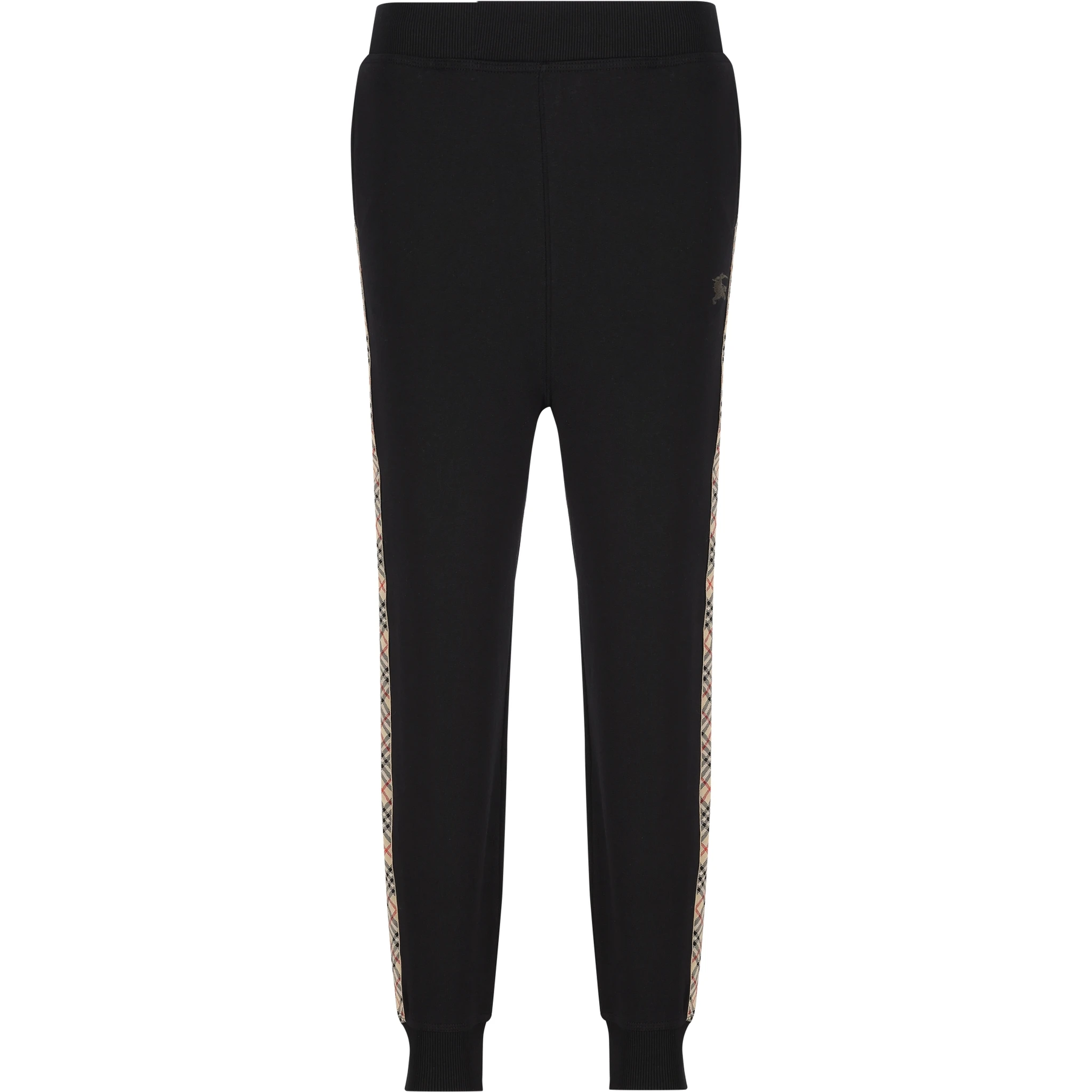 Kids' Jackson Check Trim Cotton Jogging Pants In Black