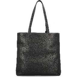 Large black leather shopping bag