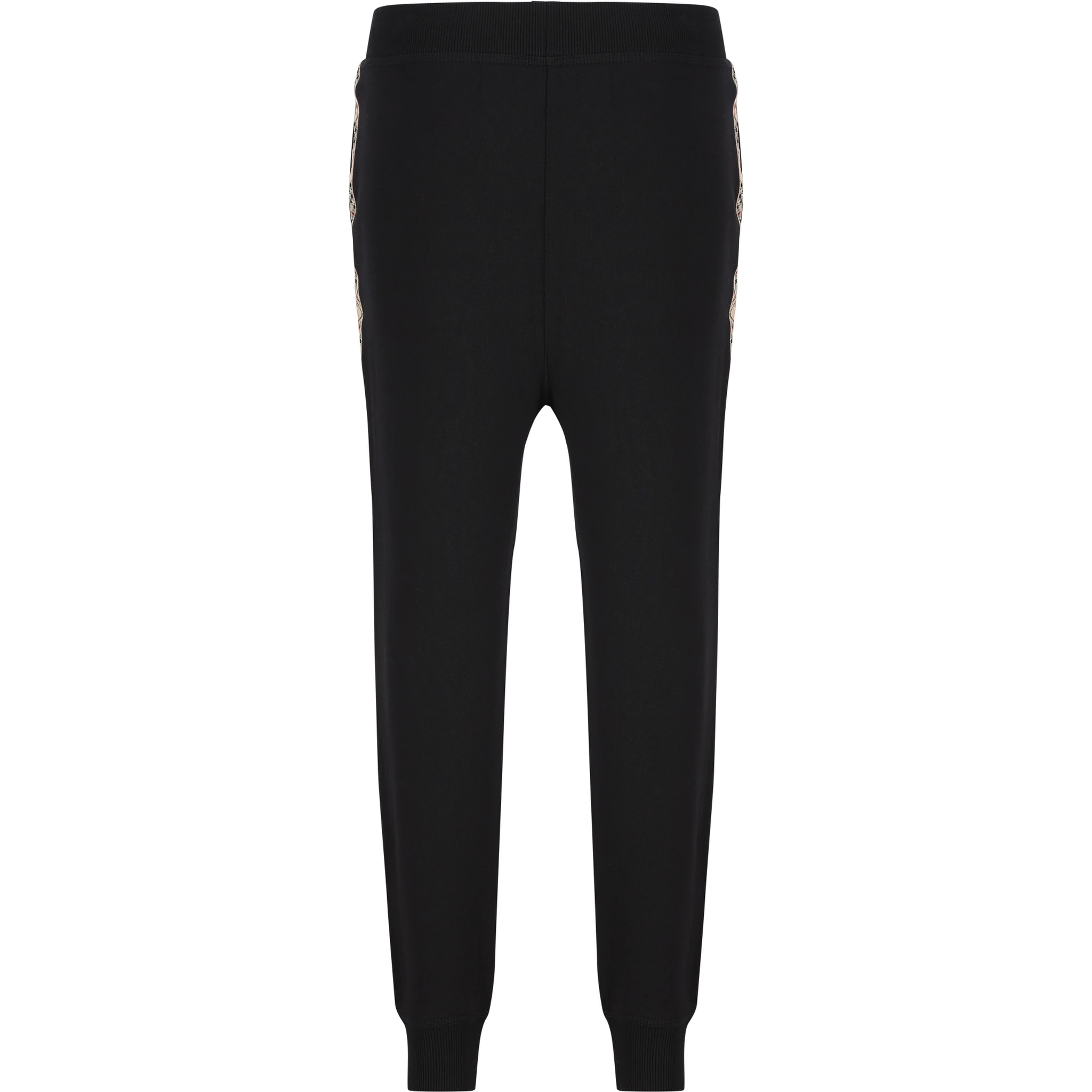 Kids' Jackson Check Trim Cotton Jogging Pants In Black
