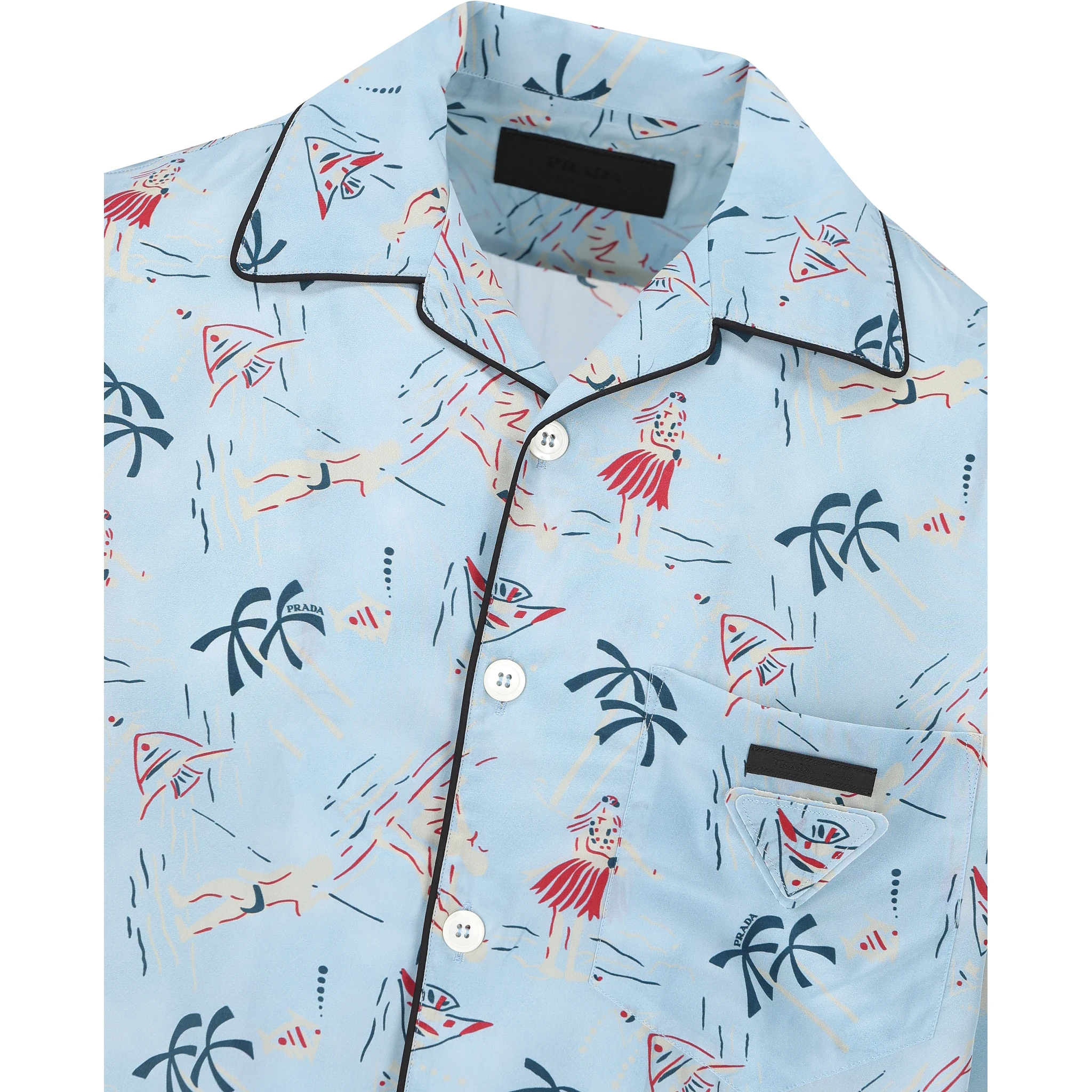 Graphic-print bowling shirt